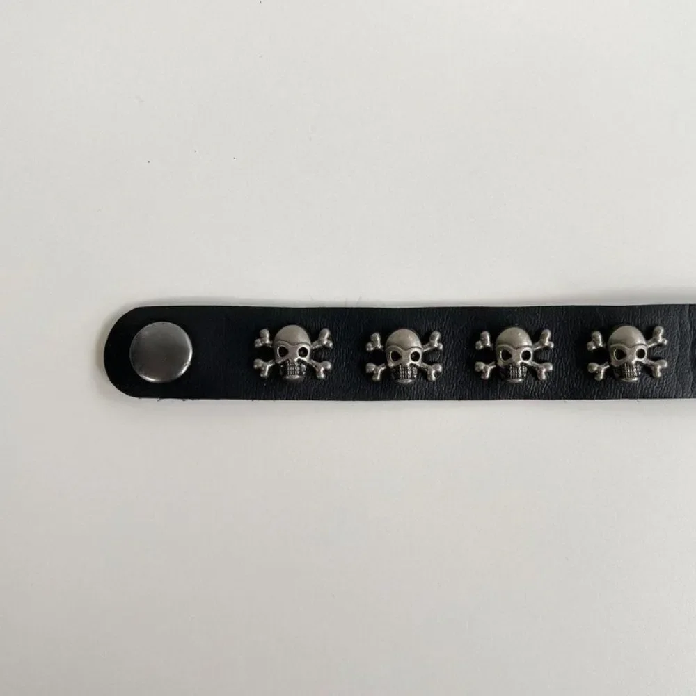 Y2K 2000s skeleton grunge punk black studded bracelet